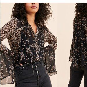 Free People Serena Printed Floral Blouse